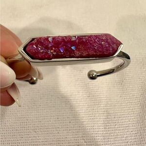 Kinsley Armelle Pink Druzy Silver Bracelet. New Never Worn
